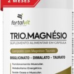 TRIO.MAGNÉSIO - Longa Duração: 2 Meses de Uso, Bisglicinato - Dimalato - Taurato, 260mg Alta Concentração,120 Cápsulas, Fortalvit