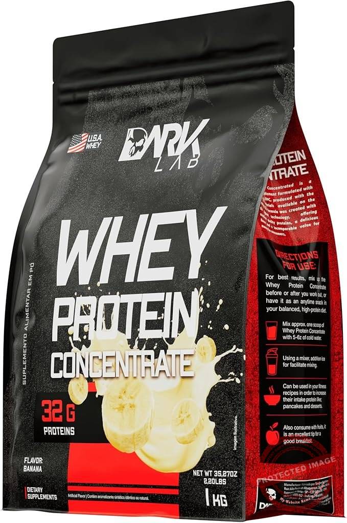 Whey-Protein-Concentrado-Dark-Lab-1kg-Banana-Ganho-de-Massa-Muscular-1.jpg Whey Protein Concentrado Dark Lab, 1kg, Banana, Ganho de Massa Muscular - Imagem 1